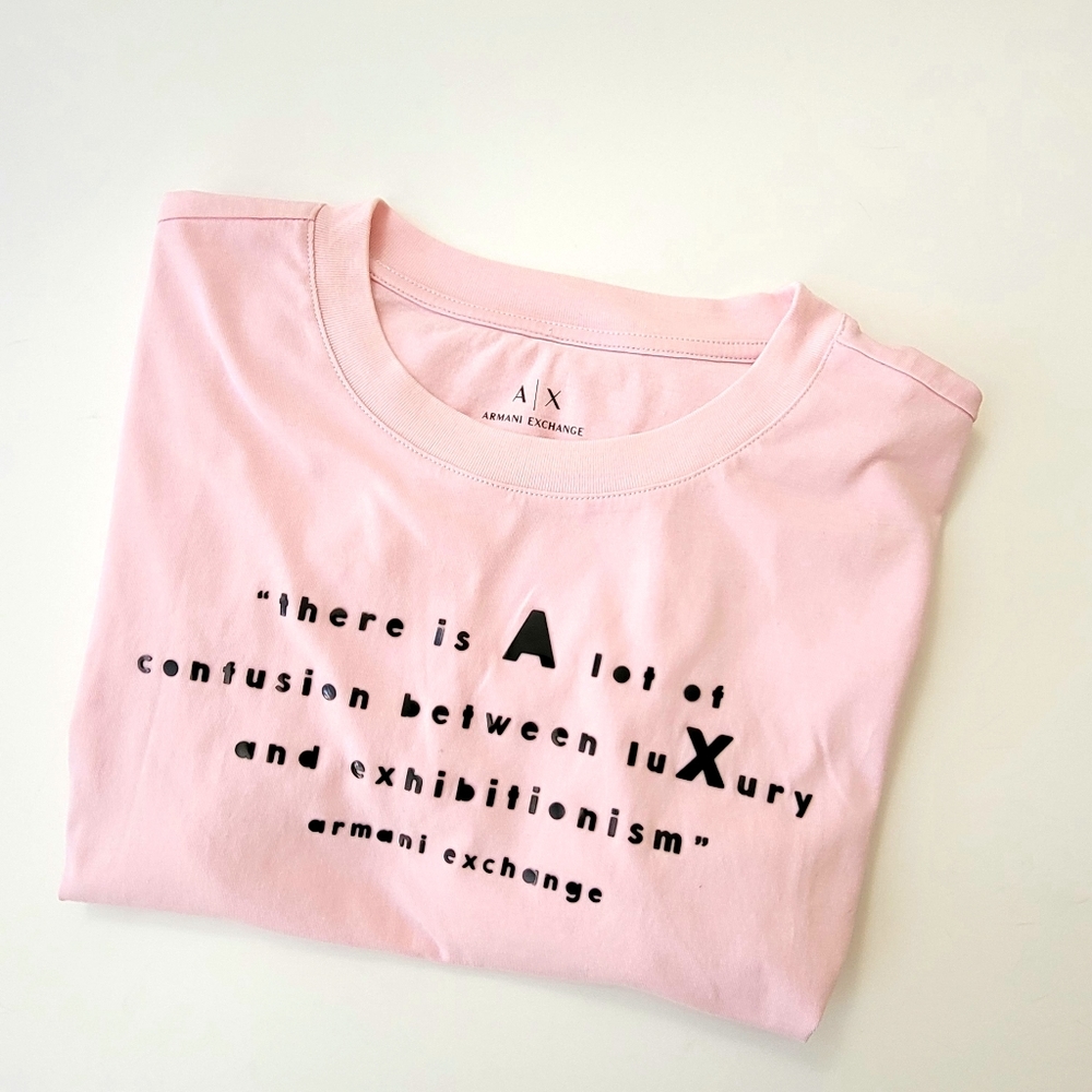 Armani Exchange Loose-fit pink T-shirt with statement sentence (S/small)